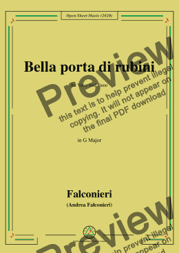 page one of Falconieri-Bella porta di rubini,in G Major,for Voice and Piano