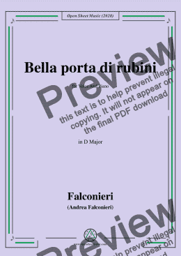 page one of Falconieri-Bella porta di rubini,in D Major,for Voice and Piano