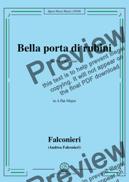 page one of Falconieri-Bella porta di rubini,in A flat Major,for Voice and Piano