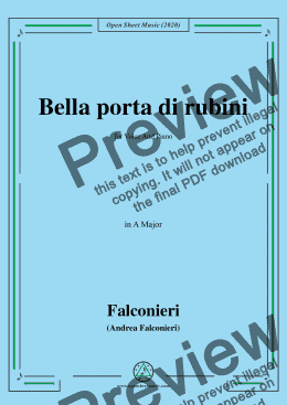 page one of Falconieri-Bella porta di rubini,in A Major,for Voice and Piano