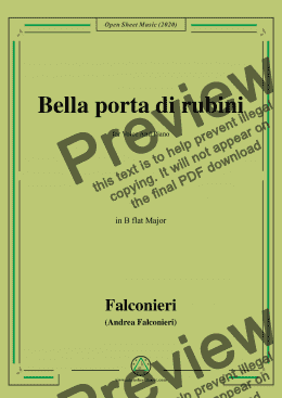 page one of Falconieri-Bella porta di rubini,in B flat Major,for Voice and Piano