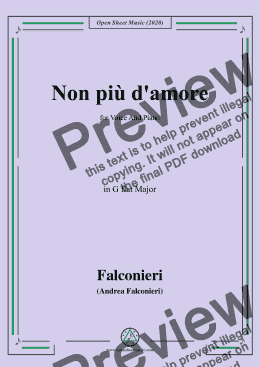 page one of Falconieri-Non più d'amore,in G flat Major,for Voice and Piano