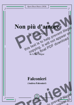 page one of Falconieri-Non più d'amore,in A flat Major,for Voice and Piano