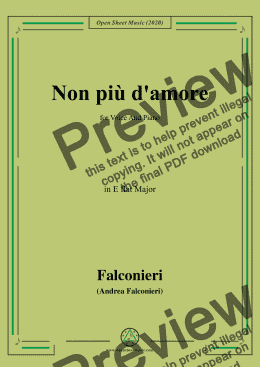 page one of Falconieri-Non più d'amore,in E flat Major,for Voice and Piano