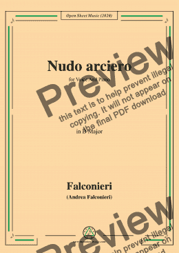 page one of Falconieri-Nudo arciero,in B Major,for Voice and Piano