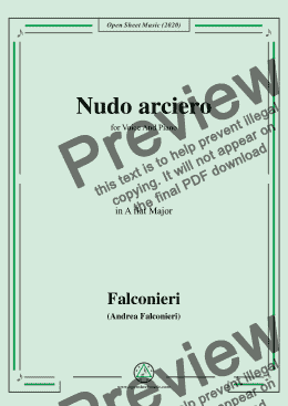 page one of Falconieri-Nudo arciero,in A flat Major,for Voice and Piano