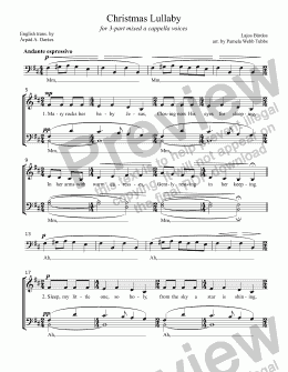 page one of Christmas Lullaby [BARDOS], Christmas Anthem for 3-Part Mixed Choir, a cappella voices, arranged by Pamela Webb Tubbs