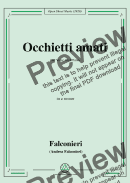 page one of Falconieri-Occhietti amati,in c minor,for Voice and Piano