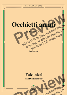 page one of Falconieri-Occhietti amati,in d minor,for Voice and Piano