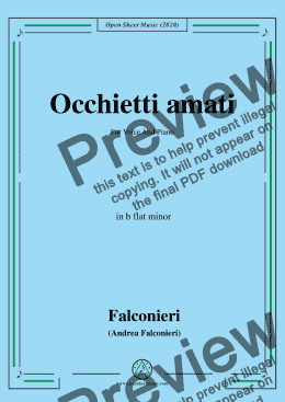 page one of Falconieri-Occhietti amati,in b flat minor,for Voice and Piano