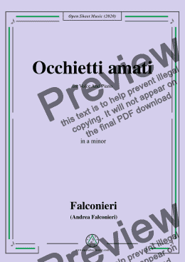 page one of Falconieri-Occhietti amati,in a minor,for Voice and Piano