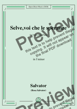 page one of Rosa-Selve,voi che le speranze,in f minor,for Voice and Piano