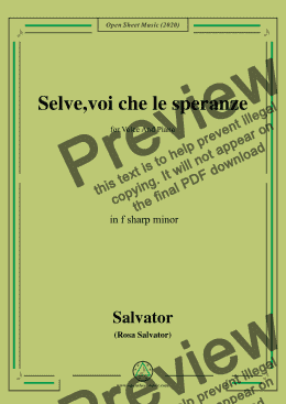 page one of Rosa-Selve,voi che le speranze,in f sharp minor,for Voice and Piano