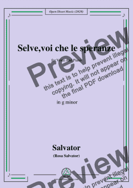 page one of Rosa-Selve,voi che le speranze,in g minor,for Voice and Piano