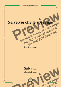 page one of Rosa-Selve,voi che le speranze,in e flat minor,for Voice and Piano