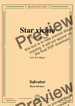 page one of Rosa-Star vicino,in E flat Major,for Voice and Piano