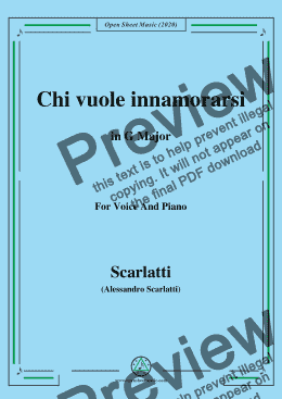 page one of Scarlatti-Chi vuole innamorarsi,in G Major,for Voice and Piano