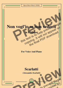 page one of Scarlatti-Non vogl'io se non vederti,in F Major,for Voice and Piano