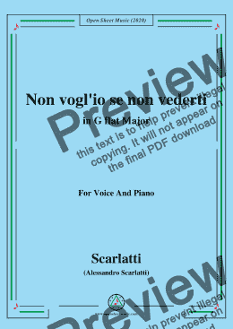 page one of Scarlatti-Non vogl'io se non vederti,in G flat Major,for Voice and Piano