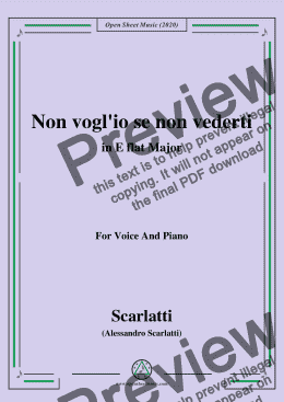 page one of Scarlatti-Non vogl'io se non vederti,in E flat Major,for Voice and Piano