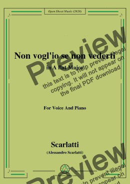 page one of Scarlatti-Non vogl'io se non vederti,in A flat Major,for Voice and Piano