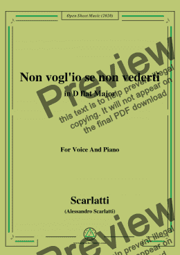 page one of Scarlatti-Non vogl'io se non vederti,in D flat Major,for Voice and Piano