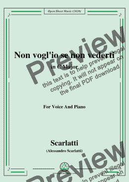 page one of Scarlatti-Non vogl'io se non vederti,in C Major,for Voice and Piano