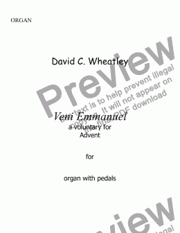 page one of Veni Emmanuel by David Wheatley for organ