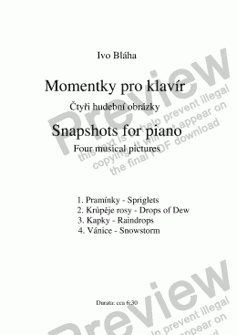 page one of MOMENTKY pro klavír  \ SNAPSHOTS for piano