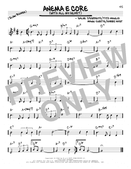 page one of Anema E Core (With All My Heart) (Real Book – Melody & Chords)