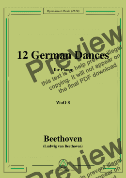 page one of Beethoven-12 German Dances,WoO 8,for Piano