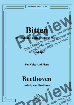 page one of Beethoven-Bitten(Gott,deine Güte reicht so weit),Op.48 No.1,from '6 Lieder,Op.48',in E Major,for Voice and Piano