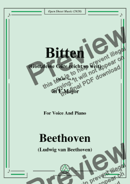 page one of Beethoven-Bitten(Gott,deine Güte reicht so weit),in F Major,for Voice and Piano