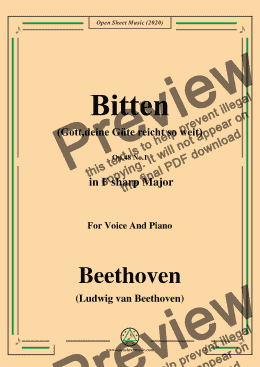 page one of Beethoven-Bitten(Gott,deine Güte reicht so weit),in F sharp Major,for Voice and Piano