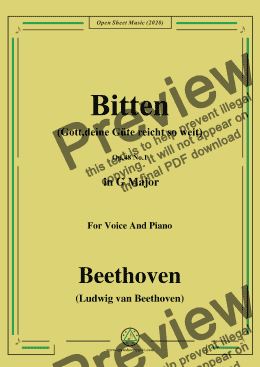 page one of Beethoven-Bitten(Gott,deine Güte reicht so weit),in G Major,for Voice and Piano