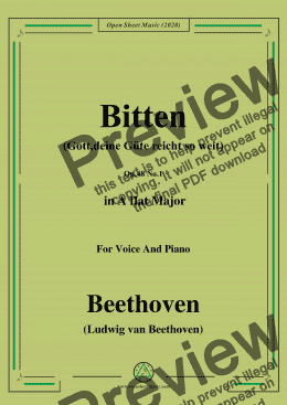 page one of Beethoven-Bitten(Gott,deine Güte reicht so weit),in A flat Major,for Voice and Piano