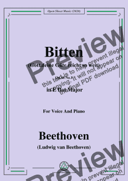 page one of Beethoven-Bitten(Gott,deine Güte reicht so weit),in E flat Major,for Voice and Piano