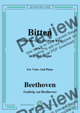 page one of Beethoven-Bitten(Gott,deine Güte reicht so weit),in D flat Major,for Voice and Piano