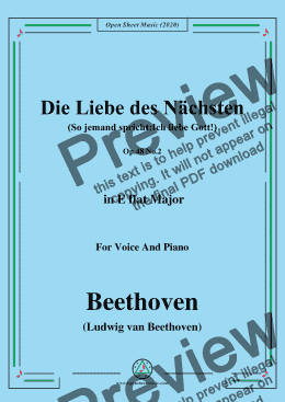 page one of Beethoven-Die Liebe des Nächsten,Op.48 No.2,in E flat Major,for Voice and Piano