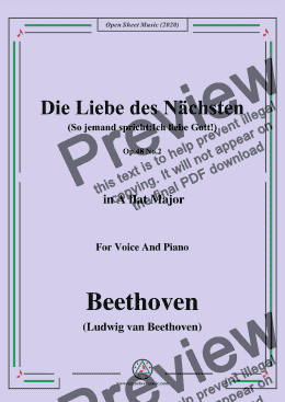 page one of Beethoven-Die Liebe des Nächsten,Op.48 No.2,in A flat Major,for Voice and Piano