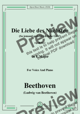 page one of Beethoven-Die Liebe des Nächsten,Op.48 No.2,in E Major,for Voice and Piano