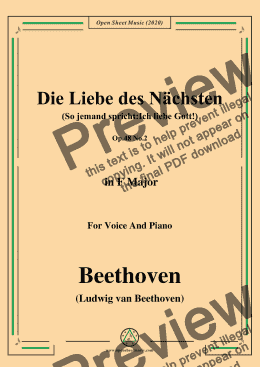 page one of Beethoven-Die Liebe des Nächsten,Op.48 No.2,in F Major,for Voice and Piano