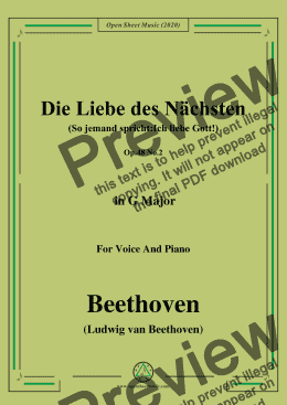 page one of Beethoven-Die Liebe des Nächsten,Op.48 No.2,in G Major,for Voice and Piano