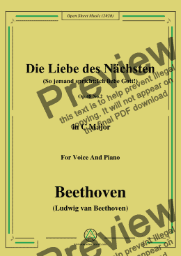 page one of Beethoven-Die Liebe des Nächsten,Op.48 No.2,in C Major,for Voice and Piano