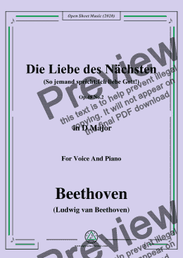 page one of Beethoven-Die Liebe des Nächsten,Op.48 No.2,in D Major,for Voice and Piano