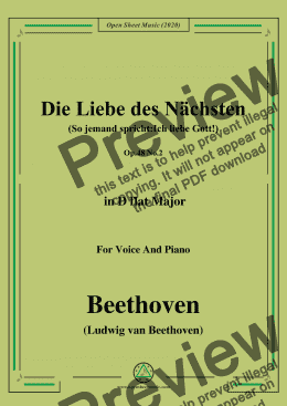 page one of Beethoven-Die Liebe des Nächsten,Op.48 No.2,in D flat Major,for Voice and Piano