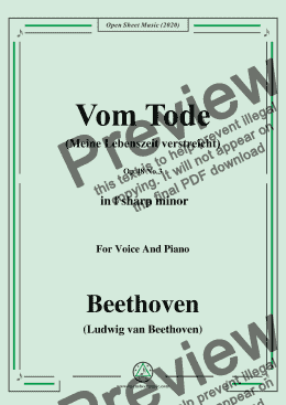 page one of Beethoven-Vom Tode,Op.48 No.3,in f sharp minor,for Voice and Piano