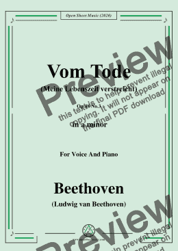 page one of Beethoven-Vom TodeOp.48 No.3,in a minor,for Voice and Piano