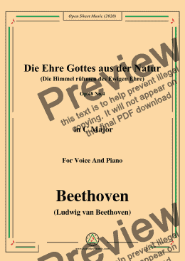 page one of Beethoven-Die Ehre Gottes aus der Natur,Op.48 No.4,in C Major,for Voice and Piano