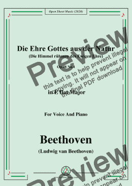 page one of Beethoven-Die Ehre Gottes aus der Natur,in E flat Major,for Voice and Piano